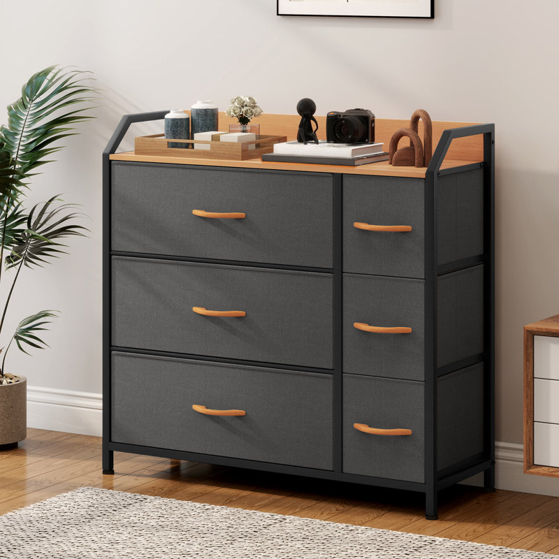 Bellock Metal 6 - Drawer Chest of Drawers, 80cm W Bedroom Drawer, Dark Grey