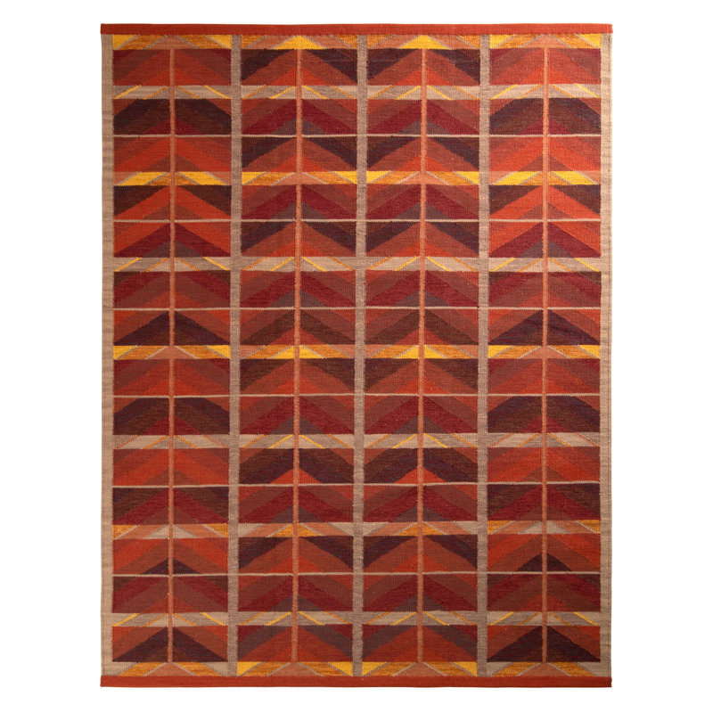 Scandinavian Hand Knotted Wool Geometric Area Rug, Rectangle 8' x 10'