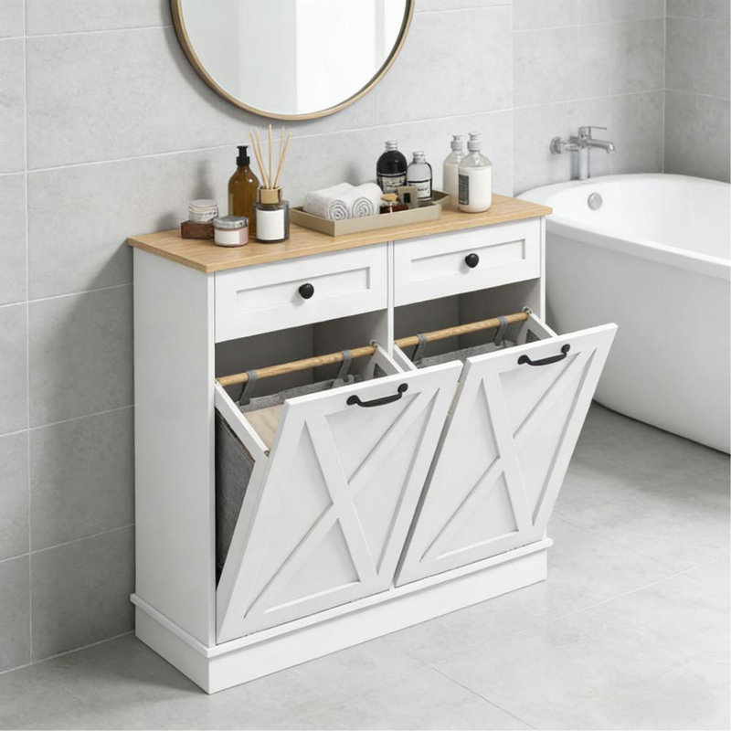 Armoire de rangement pour salle de bain, armoire à linge inclinable