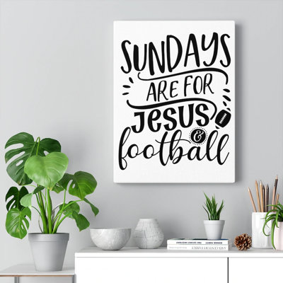 Jesus And Football - Wrapped Canvas Print