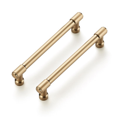 Champagne Bronze Kitchen Pulls Cabinet Handles 5 Inch 10 Pack Solid Zinc Alloy, Round T-Bar Shape, Screws Included, Dresser Handles, Cabinet Drawer Pulls, for Kitchen Cupboard Hardware