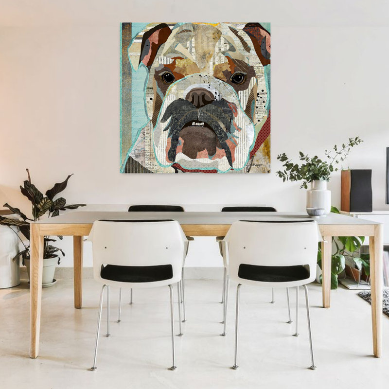 Bouledogue anglais, art contemporain pour chien, H 36 po x l 36 po