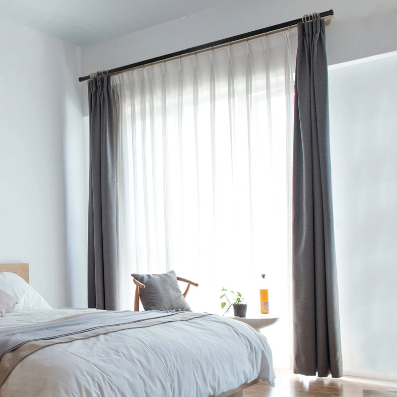Adjustable 1'' Single Curtain Rod, Black, 48" - 84"