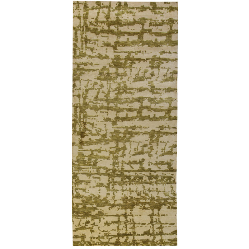 Modern One-of-a-Kind Runner 4' X 9' Hand Knotted Area Rug