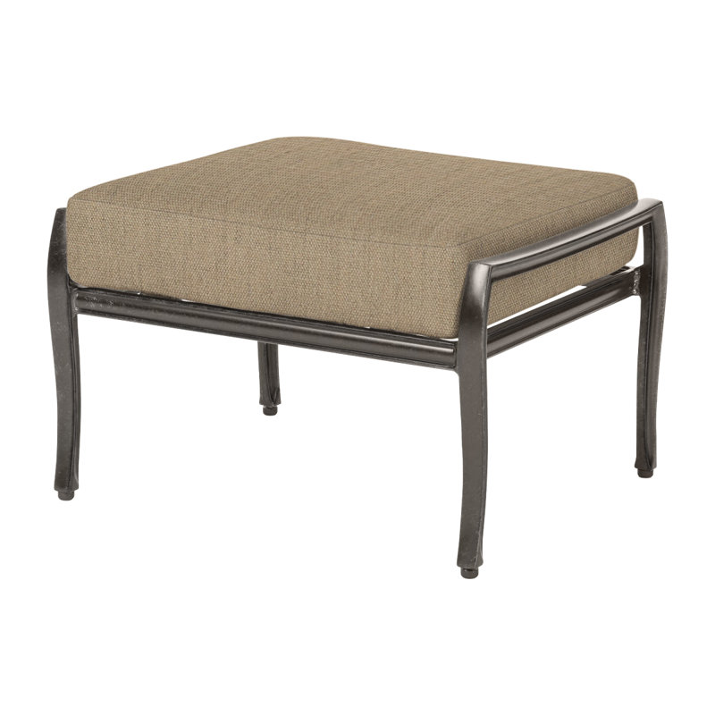 Edge Outdoor Ottoman, Canvas Heather Beige Sunbrella® Canvas, Midnight Gold