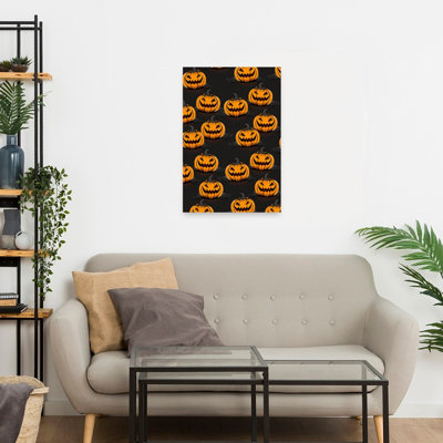 Citrouilles d'Halloween effrayantes - Affiche murale traditionnelle d'automne