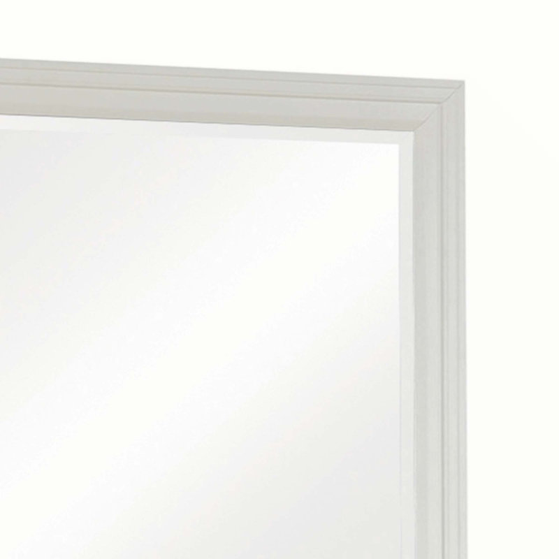 Miroir en bois avec détails moulés, blanc