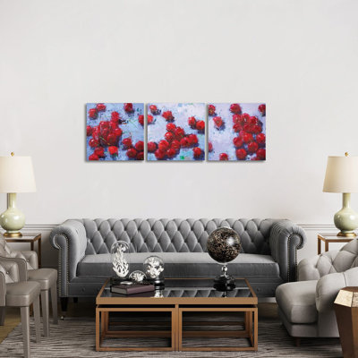 Cherry Triptych - Canvas Wall Art Set - Wrapped Canvas (Set of 3)