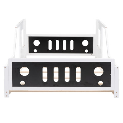 Full Size Classic Car-Shaped Bed With Wheels, White - Built From Pine Wood And For Bedroom Platform Wheels Strongly Constructed