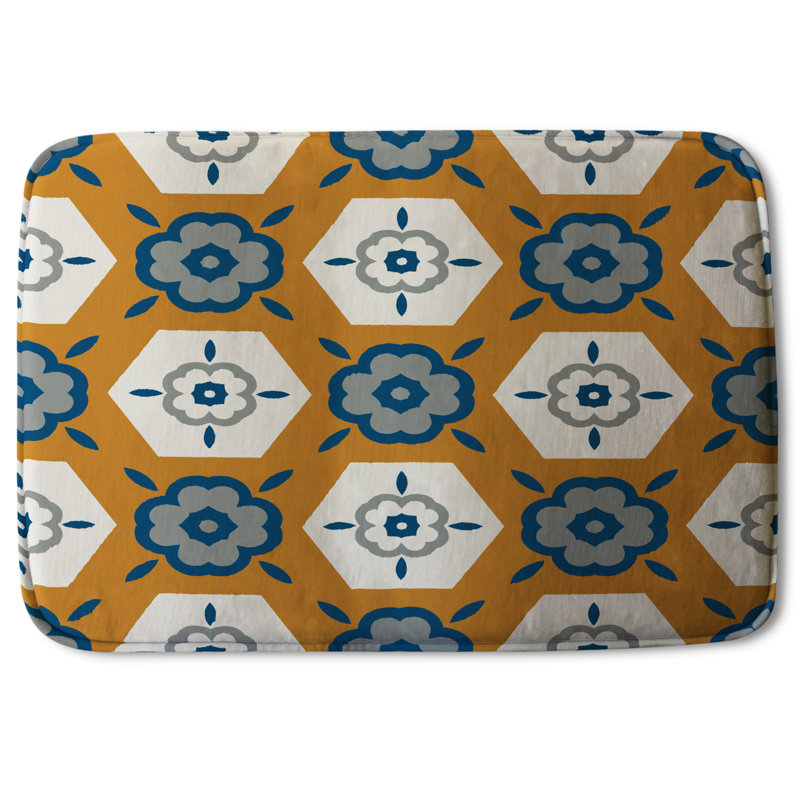 Akhi Non-Slip Backing Bath Rug, Tropicana