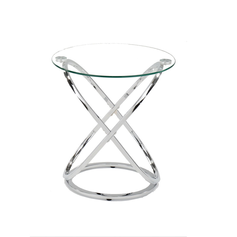 Rhiannon Glass Top Abstract End Table, Silver