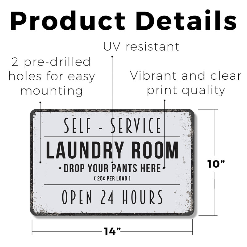 Enseigne en plastique 10 po x 14 po Laundry Room, H 10 po x l 14 po x P 0,1 po