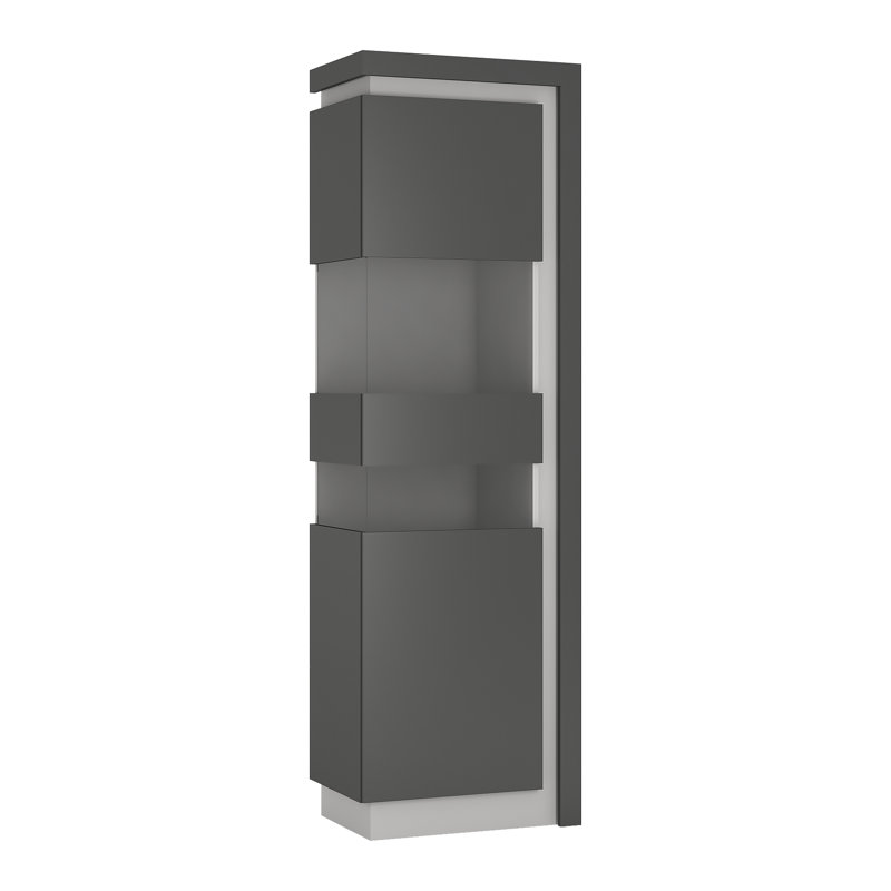 Blayze Display Cabinet, Riviera Oak/White High Gloss, Left Hand