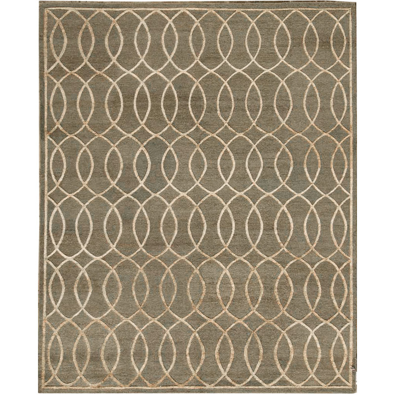 Geometric Area Rug in Dark Moss Green