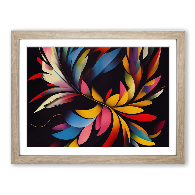 Feather Abstract Vol.1 - Single Picture Frame Painting, 25cm H x 34cm W x 2cm D, Oak