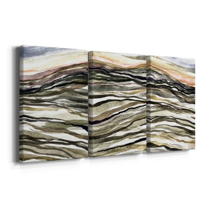 Waterscapes I - Toile tendue sur mesure avec châssis - 3 pièces, H 12 po x l 24 po