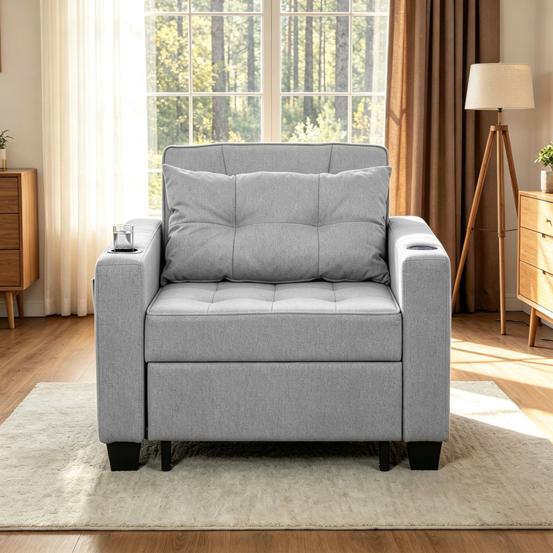 Fauteuil d'appoint à dossier convertible simple Marcio, null