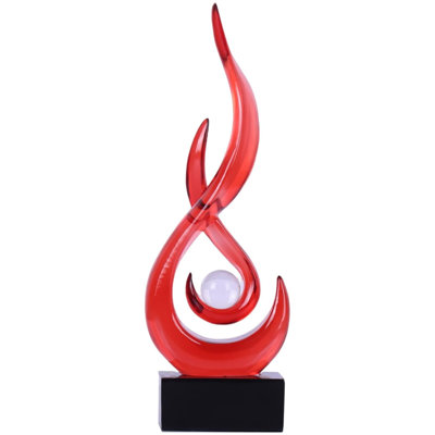 Modern Abstract Red Resin Flame Sculpture