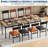 5-Piece Dining Table Set for 4, Wood & Metal Kitchen Dinner Table Set with 4 Upholstered Chairs, Modern Design and Space-Saving, for Dining Room, Apartment, Easy to Assemble, Brown + Black-1165600619