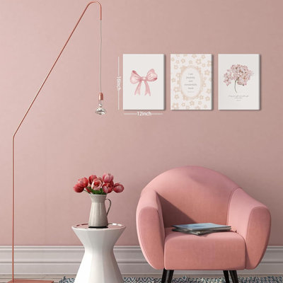 Christian, art mural, ensemble de 3, verset biblique sur toile, coquette rose, impressions sur toile, images de chambre de chambre de bébé chambre d'enfant encadrée
