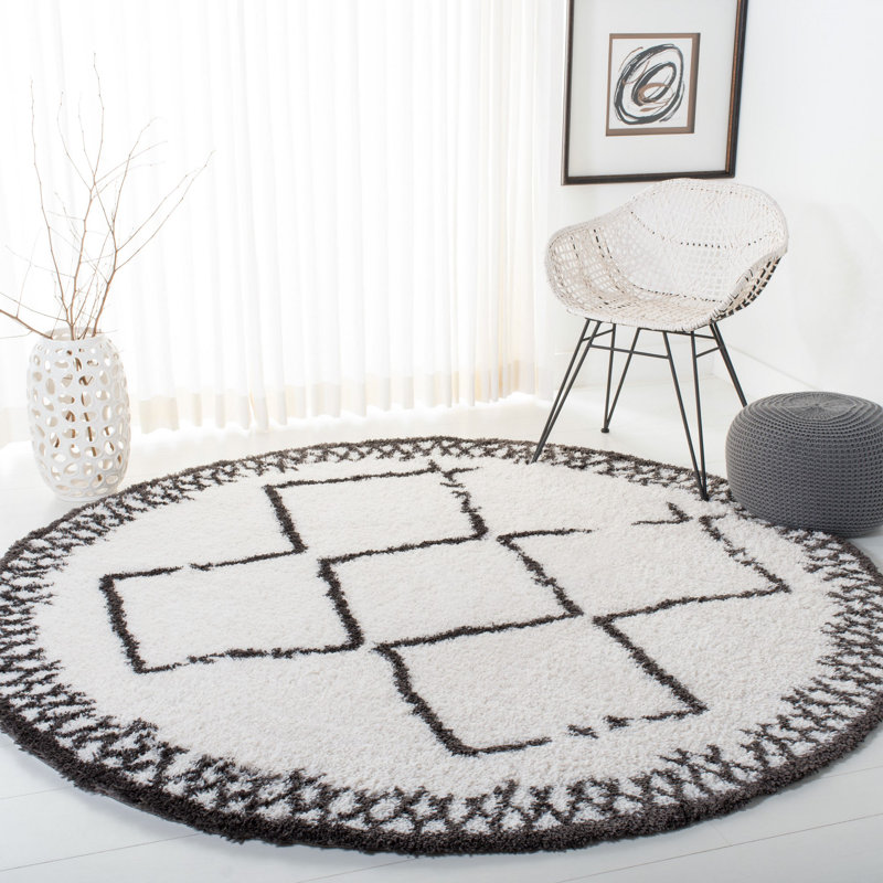 Allon Shag 200 Performance Geometric Rug, Round 6'7"