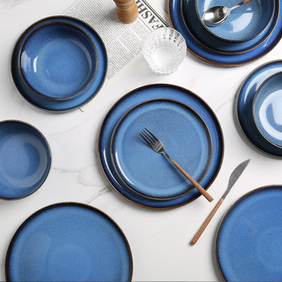 ALOFMO Gold Ingot 12 Piece Stoneware Dinnerware Set, Service for 4