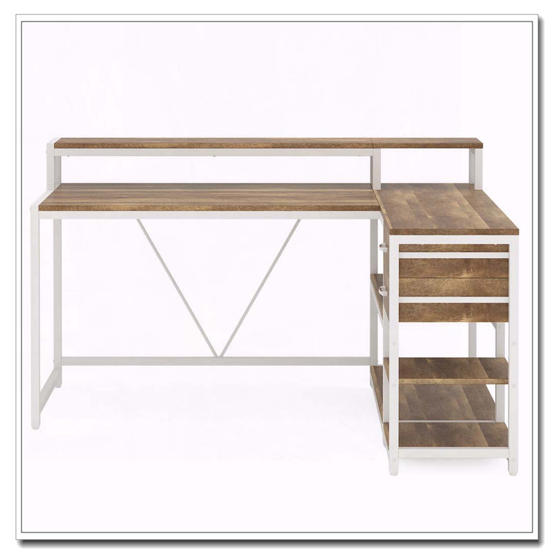 Bureau de travail en L avec moniteur