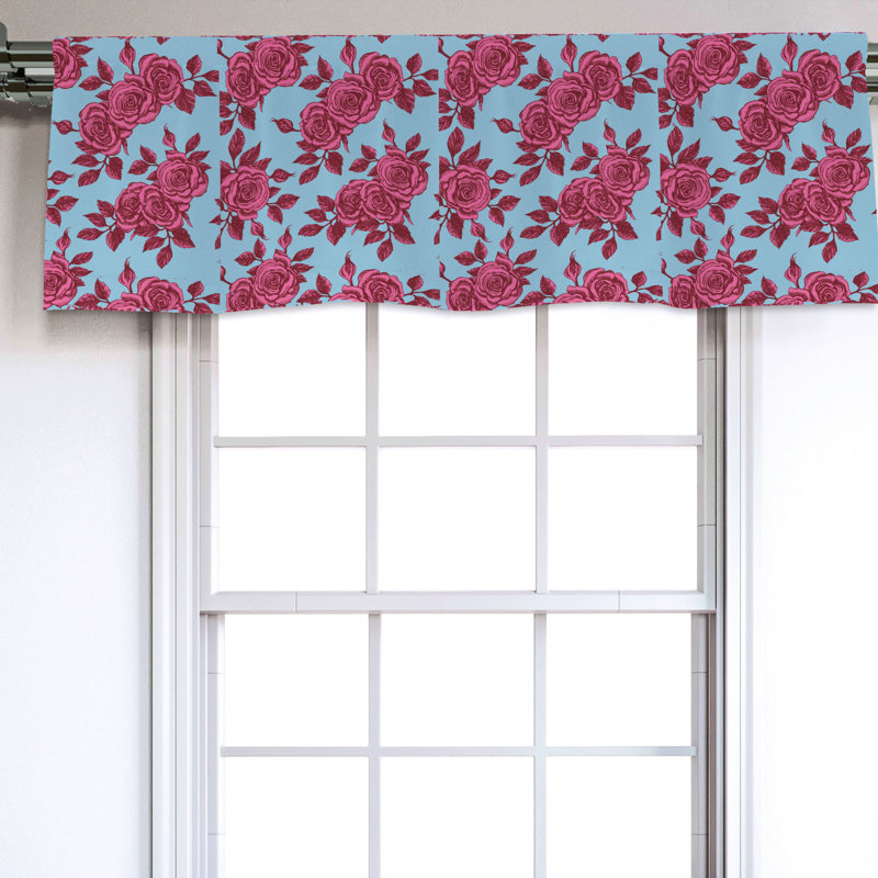 Sateen Floral Ruffled Window Valance