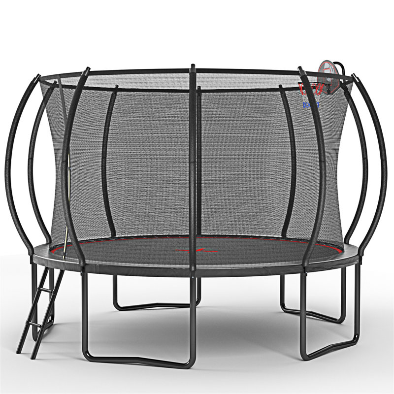 Citrouille trampoline 12 pi - échelle - noir rouge