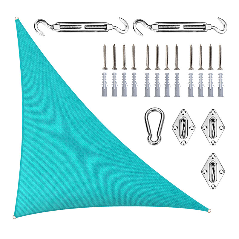 Toile d'ombrage triangulaire 20 pi x 20 pi x 28,3 pi Royal Shade avec quincaillerie, 24 pi x 24 pi, Turquoise