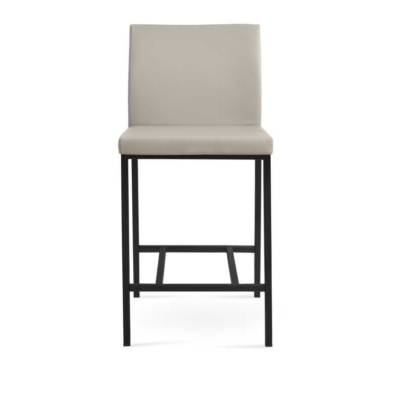Aria Metal Stool, Stainless Steel, Bar Stool (29" Seat Height), Black Faux Leather
