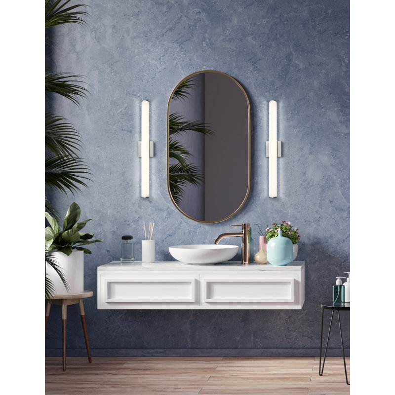 Éclairage pour meuble-lavabo rond 27W Stepridge, Nickel brossé, H 2,5 po x l 30 po x P 2,5 po
