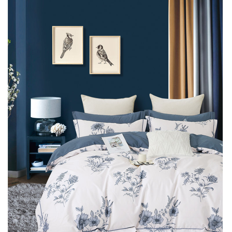 Cotton Twill Floral Comforter, King Comforter + 2 King Shams