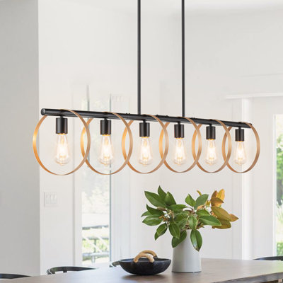 Yisenia 6 - Light Chandelier Kitchen Lighting Dining Ceiling Lights Matte Black Chandelier