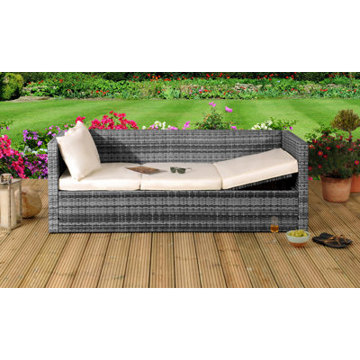 Katelin 187cm Wide Outdoor Rectangular Patio Sofa with Cushions