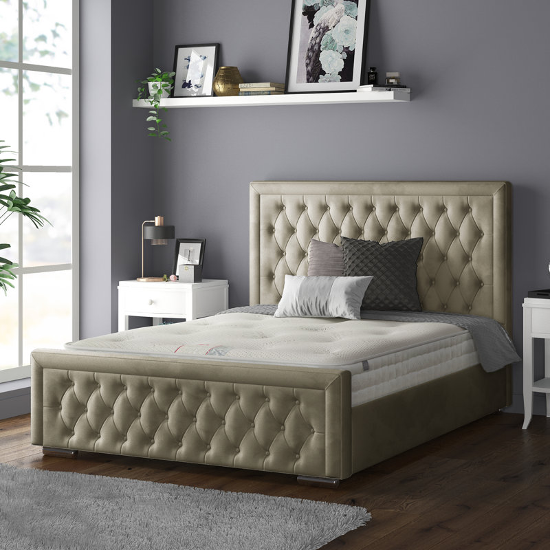 Chenault Upholstered Bed, Double (4'6), Coffee