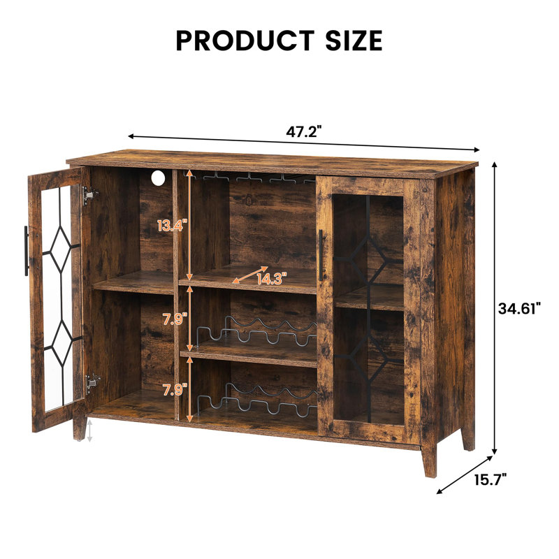 Jaidy 15.7'' Bar Cabinet, Brown