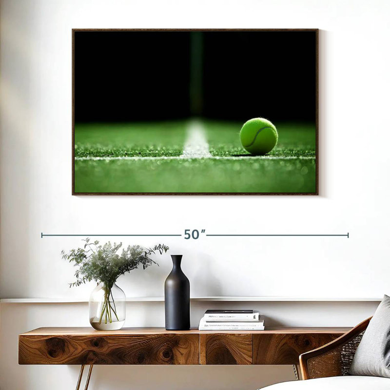 Tennis Line, 40" X 27", Floating Frame Walnut