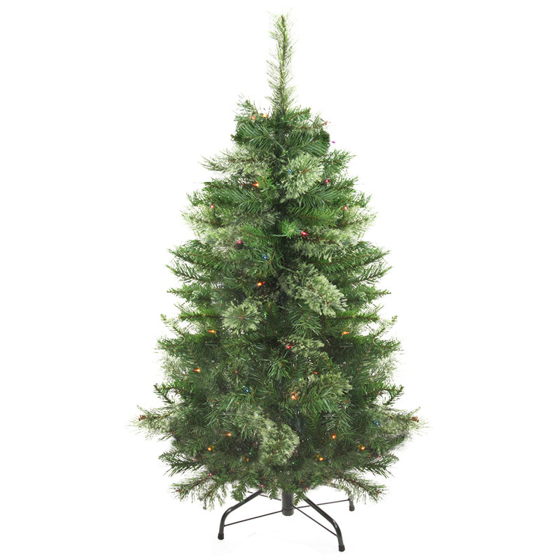 Arbre de Noël artificiel pin 4 pi avec lumières mixtes en cachemire 4 pi
