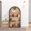 Bibliothèque à 4 niveaux arquée de 43 pouces de hauteur avec tablettes de rangement pour un décor moderne et rétro