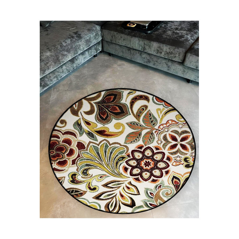 Tapis rond lavable à la machine, Sous-tapis rond 3 pi 11 po inclus