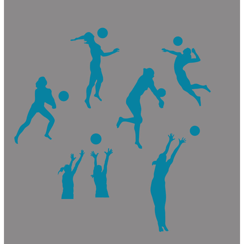 Décalcomanie murale joueurs volleyball Anadolu, Bleu sarcelle