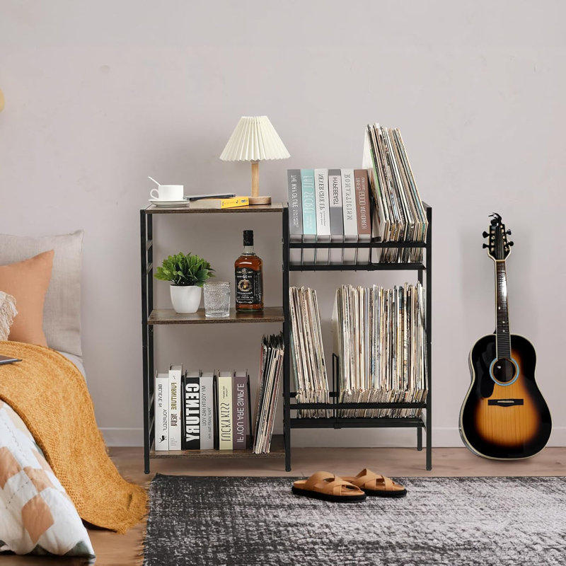 Support pour tourne-disque avec rangement en vinyle