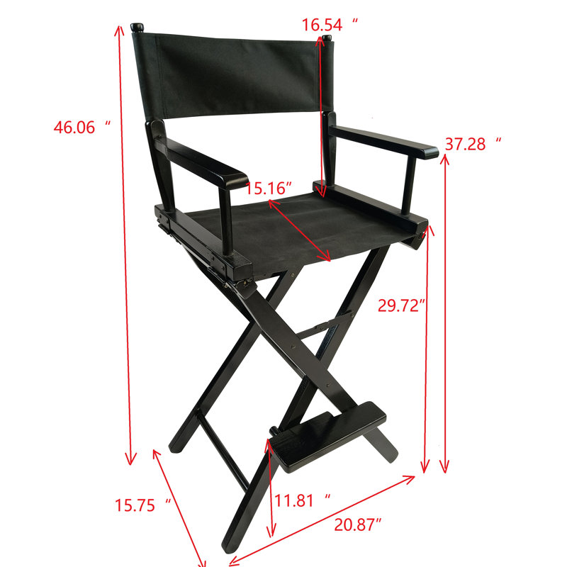 Director's Chair 2Pcs, Black. Foldable Structure. Populus Wood & Canvas Seat. Adults Folding  2Pcs , Canvas. Easy To Store. For Adults. 176Lbs Weight Capacity. Simple Assembly