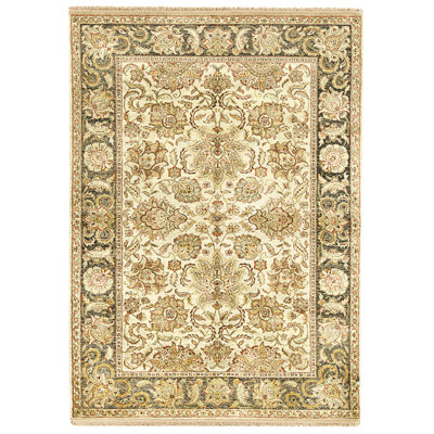 High-Quality Hand-Knotted Beige And Black Area Rug