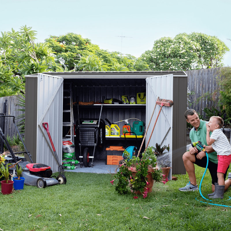 Gray 10 ft. x 7 ft. Premier Metal Double Door Shed