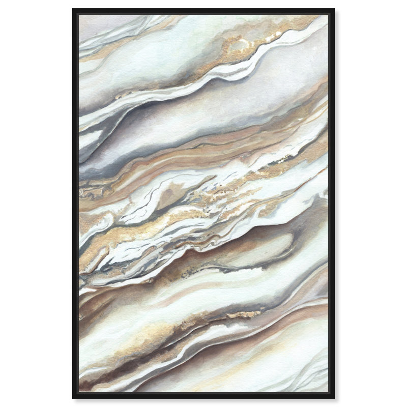 Neutral Abstract Canvas Wall Art with Black Frame, 21" x 31"