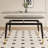 Black + Gold Rectangular Sintered Stone + Solid Wood Dining Table-371021990
