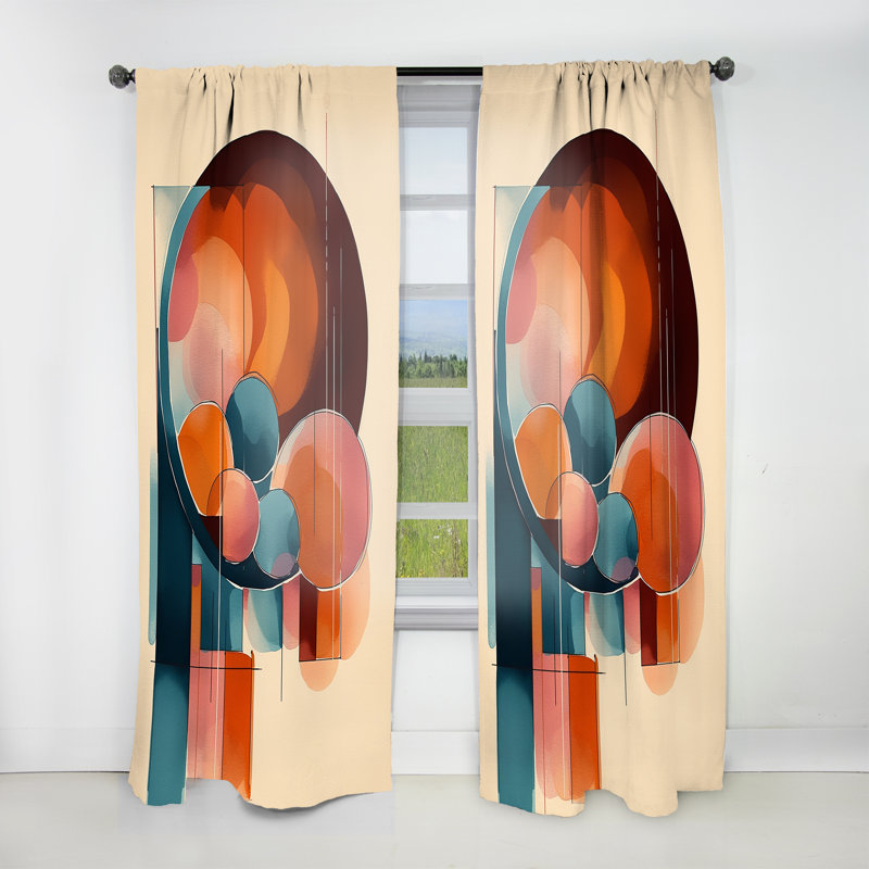 Kimbria - Formes abstraites et dessin au trait II - Rideau moderne - Velours obscurcissant - 1 panneau, L 52 po x L 120 po