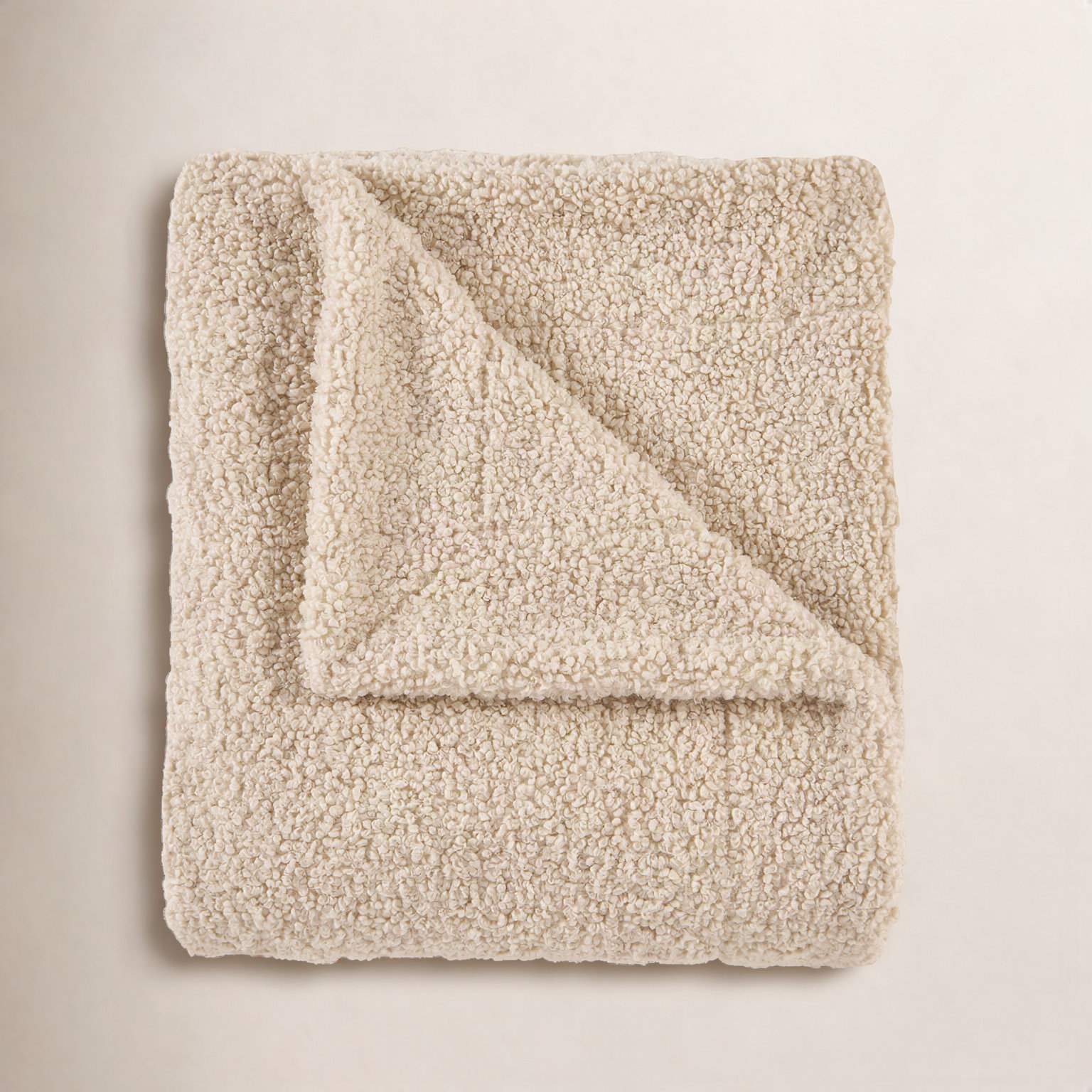 Teddy Boucle Throw Blanket, 60" W x 90" L, Cream